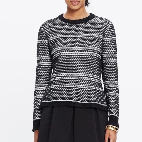 Madewell • Black White Fineprint Pullover Sweater - Picture 1 of 9